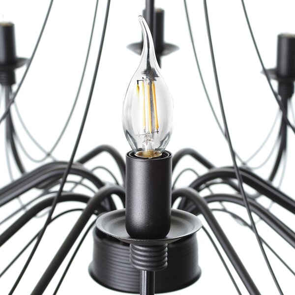 Light for home - Závěsný lustr v černém matném provedení 30306 "Isabella", 12x40W, E14, Černá