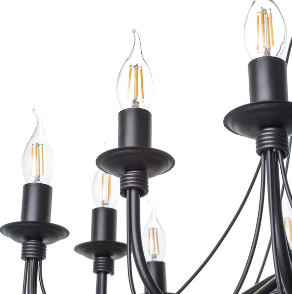 Light for home - Závěsný lustr v černém matném provedení 30306 "Isabella", 12x40W, E14, Černá