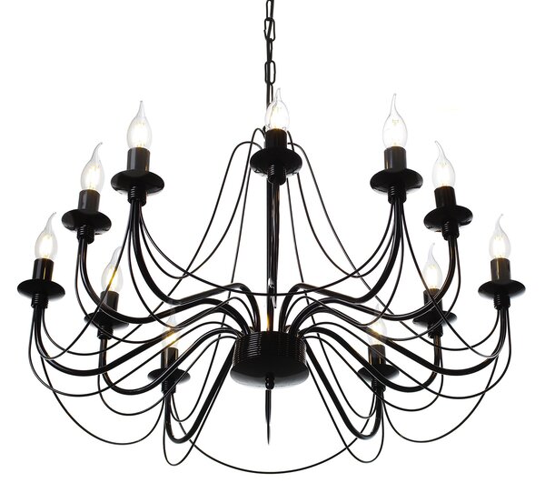 Light for home - Závěsný lustr v černém lesklém provedení 30306 "Isabella", 12x40W, E14, Černá