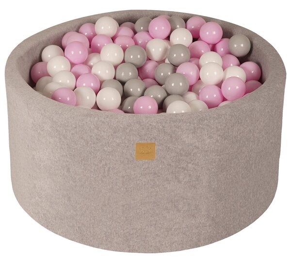 MeowBaby Suchý bazének s míčky 90x40cm s 200 míčky, šedá: bílá, šedá, pastelově růžová