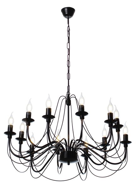 Light for home - Závěsný lustr v černém lesklém provedení 30306 "Isabella", 12x40W, E14, Černá