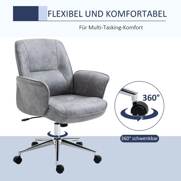 Vinsetto Kancelářská židle s náklonem - Výškově nastavitelná otáčecí židle - Ergonomická pracovní židle - Moderní design - Podporuje do 120 kg - Mikro