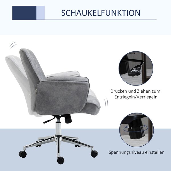 Vinsetto Kancelářská židle s náklonem - Výškově nastavitelná otáčecí židle - Ergonomická pracovní židle - Moderní design - Podporuje do 120 kg - Mikro