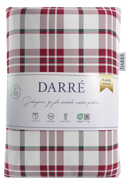 DARRÉ Flanelové povlečení Kostka vánoční - červená Velikost: 140 x 200 + 70 x 90