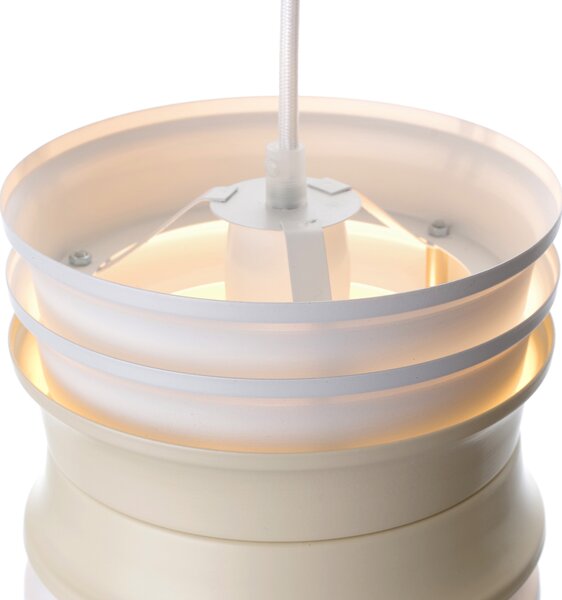 Light for home - Závěsné bilé svítidlo na lanku s bežovzmi prvky 12803 "UNIQ", 1x60W, E27, bílá, béžová