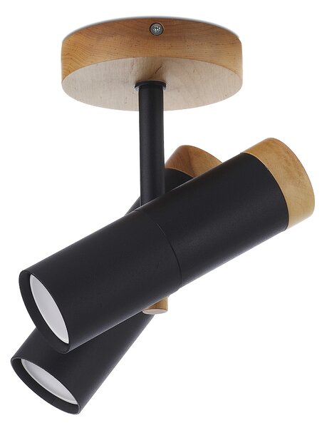 Light for home - Designové stropní bodové svítidlo s dřevěnými prvky 70304 "NIMBA", 2x35W, GU10, černá, přírodní olše