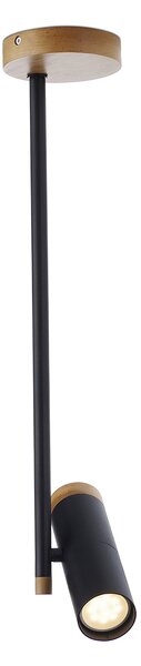 Light for home - Bodové svítidlo na tyči v černém provedení s dřevěnými prvky 70303 "NIMBA", 1x35W, GU10, černá, přírodní olše