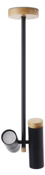 Light for home - Designové stropní bodové svítidlo na tyči 70305 "NIMBA", 2 x 35W, GU10, černá, přírodní olše