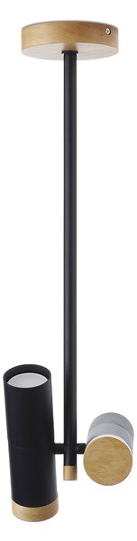 Light for home - Designové stropní bodové svítidlo na tyči 70305 "NIMBA", 2 x 35W, GU10, černá, přírodní olše