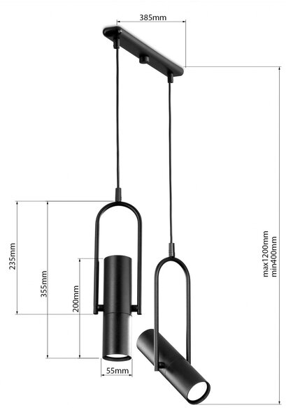Light for home - Závěsné světlo 60105 "OPTICS", 2x35W, GU10, Černá