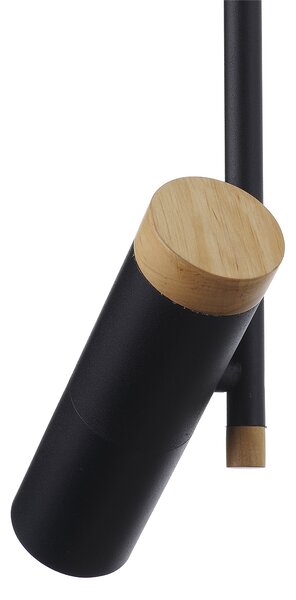 Light for home - Bodové svítidlo na tyči v černém provedení s dřevěnými prvky 70303 "NIMBA", 1x35W, GU10, černá, přírodní olše