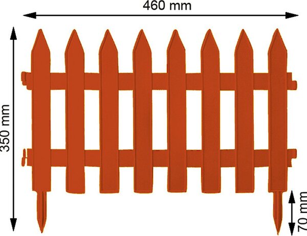 Plastový plot na trávník 3,2 m terakota