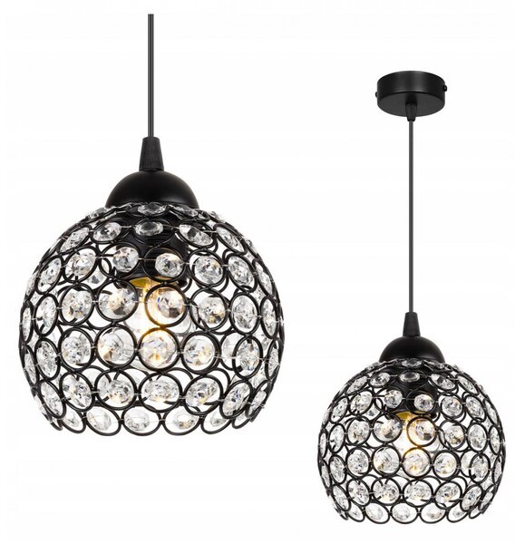 Light for home - Elegantní jednoduché závěsné svítidlo se skleněným stínidlem CRYSTAL 2220/1 LH028, E27, Černá