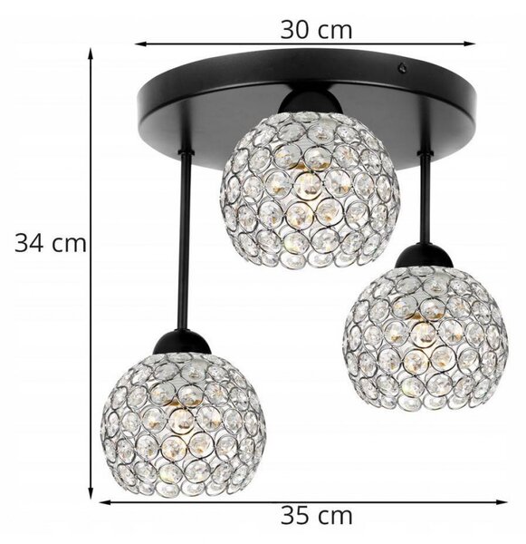 Light for home - Stropní svítidlo CRYSTAL 2220/3/C, 3x60W, E27, Černá