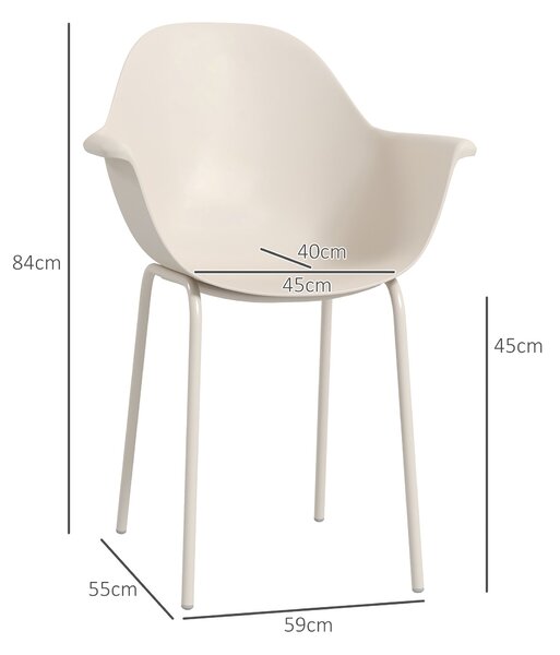 Sada zahradních židlí Outsunny 4 kusy - Voděodolné plastové zahradní židle s opěrkami a opěradlem, nosnost až 120 kg, venkovní nábytek pro dvorek, zah
