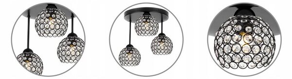 Light for home - Elegantní závěsná lampa na tyči s dekorativními stínidy CRYSTAL 2220/3/OP, 3x60W, E27, Černá