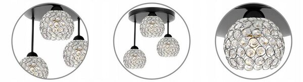 Light for home - Stropní svítidlo CRYSTAL 2220/3/C, 3x60W, E27, Černá
