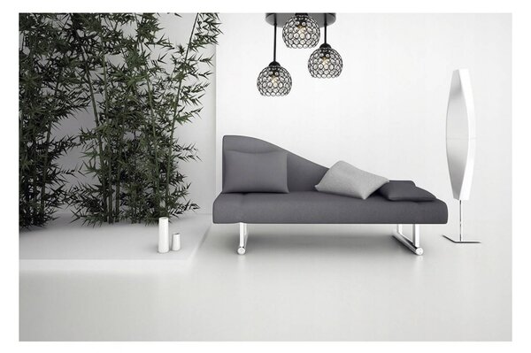 Light for home - Elegantní závěsná lampa na tyči s dekorativními stínidy CRYSTAL 2220/3/OP, 3x60W, E27, Černá