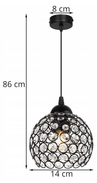 Light for home - Elegantní jednoduché závěsné svítidlo se skleněným stínidlem CRYSTAL 2220/1 LH028, E27, Černá