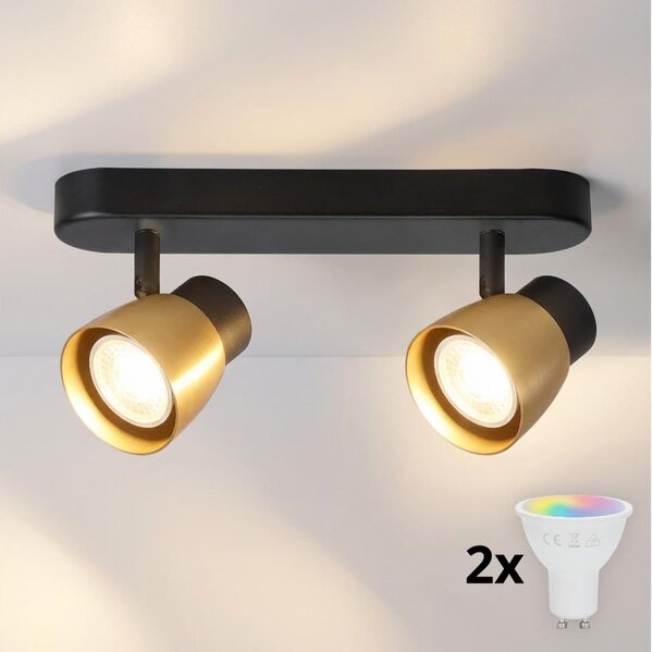 Brilagi - LED RGBW Stmívatelné bodové svítidlo NUGGET 2xGU10/4,8W/230V černá/zlatá