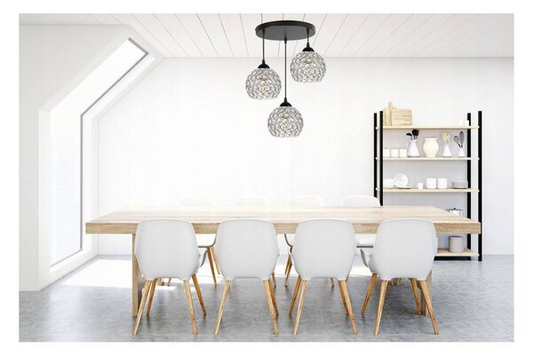 Light for home - Elegantní závěsné svítidlo s chromovými stínidly CRYSTAL 2220/3/C/OW, 3x60W, E27, Černá