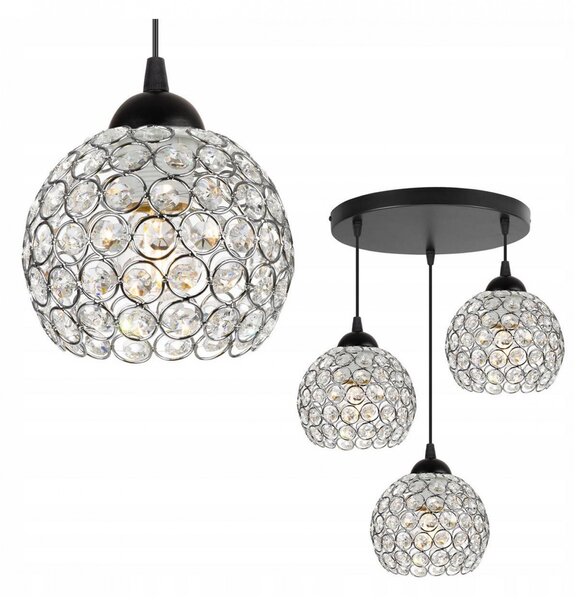 Light for home - Elegantní závěsné svítidlo s chromovými stínidly CRYSTAL 2220/3/C/OW, 3x60W, E27, Černá