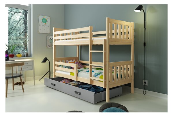 Dětská patrová postel s úložným prostorem bez matrace 80x190 CHARIS - borovice / grafit