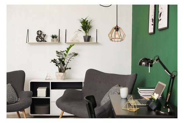 Light for home - Dřevěná závěsná lampa se stínidlem ve tvaru diamantu SPIDER TIMBER 2360/1, E27, Černá