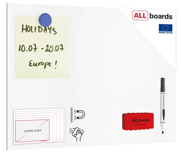 Magnetická tabule SLIMboard bezrámová smazatelná za sucha 29.7x21 cm, PME29.7x21