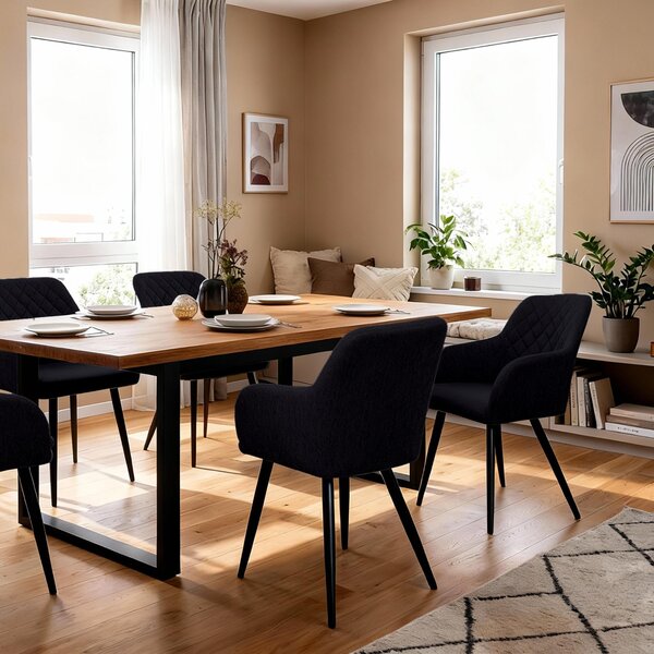 Jídelní židle ALBATROS sada 2 židlí SILA, černá - Moderní a stylová, pohodlná čalouněná židle - Elegantní židle do kuchyně, jídelny nebo jídelního stolu v retro stylu