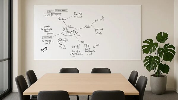 Magnetická tabule SLIMboard bezrámová smazatelná za sucha 200x120 cm, PME200x120