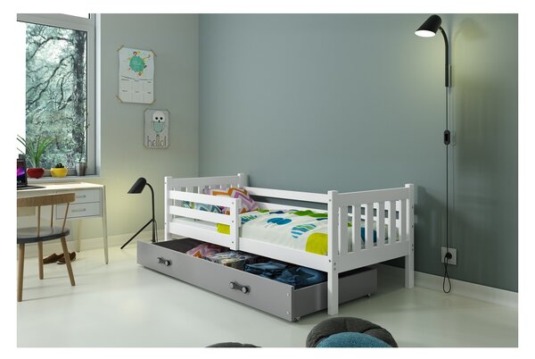 Dětská postel s úložným prostorem bez matrace 80x190 CHARIS - bílá / grafit
