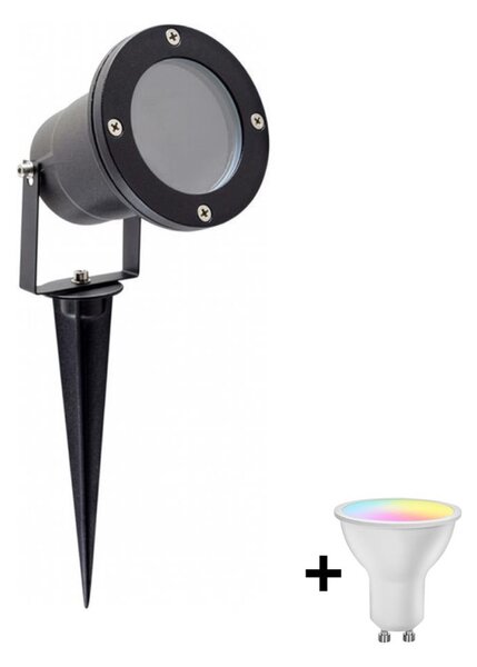 LED RGBW Stmívatelná venkovní lampa BLAKE 1xGU10/4,8W/230V IP65 + dálkové ovládání