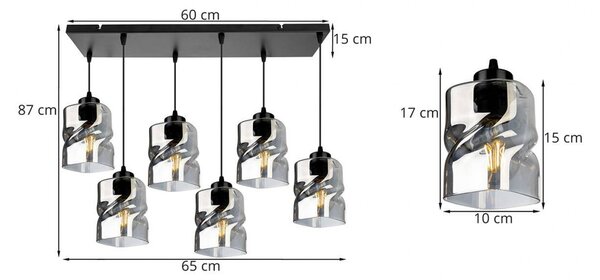 Light for home - Moderní závěsné svítidlo se šesti skleněnými stínidly NIKI 2195/6, E27, Černá