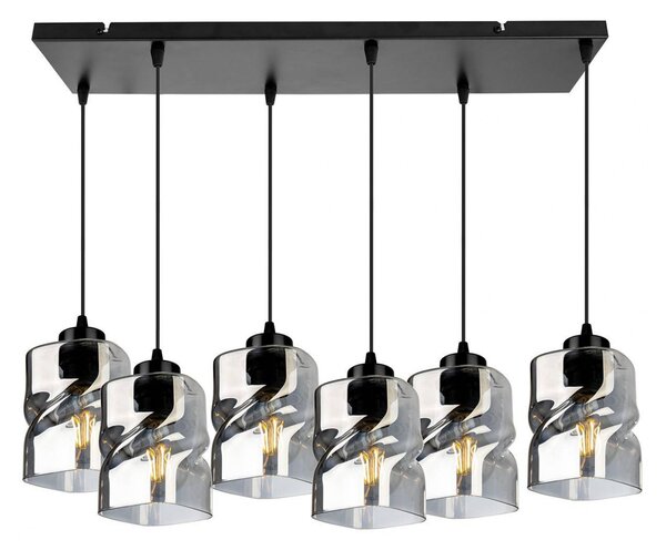 Light for home - Moderní závěsné svítidlo se šesti skleněnými stínidly NIKI 2195/6, E27, Černá
