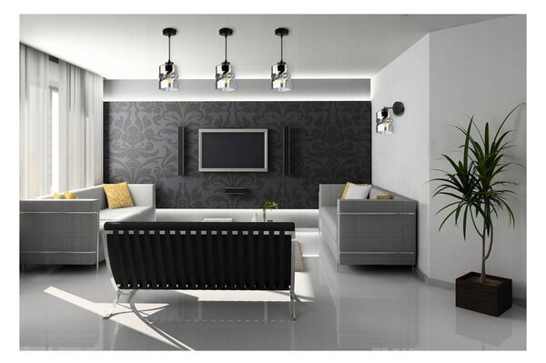 Light for home - Moderní závěsné svítidlo se skleněným stínidlem NIKI 2195/1, E27, Černá
