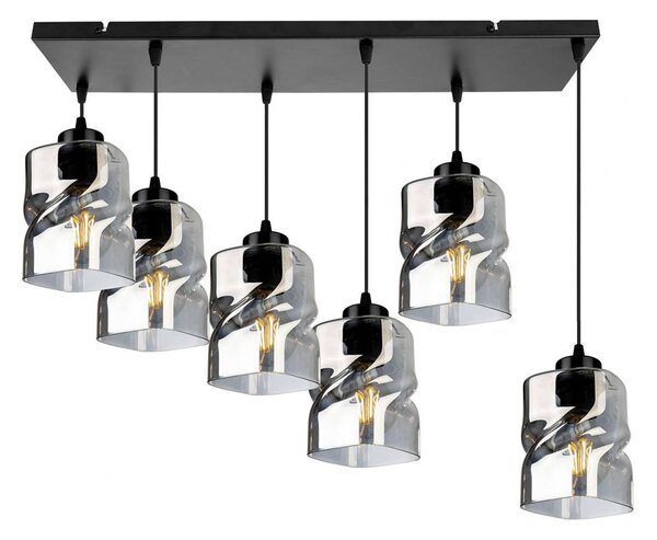 Light for home - Moderní závěsné svítidlo se šesti skleněnými stínidly NIKI 2195/6, E27, Černá