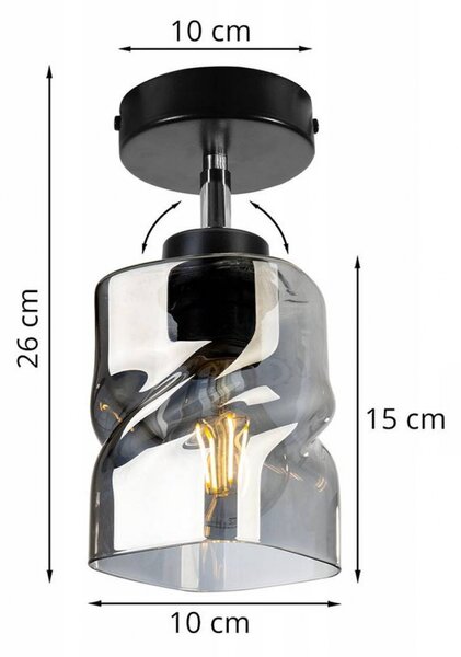 Light for home - Stropní svítidlo s avantgardním skleněným stínidlem NIKI 2195/KP, 1x60W, E27, Černá
