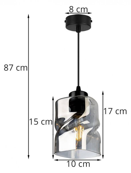 Light for home - Moderní závěsné svítidlo se skleněným stínidlem NIKI 2195/1, E27, Černá