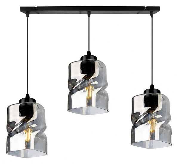 Light for home - Moderní závěsná lampa se skleněnými stínidly v grafitové barvě NIKI 2195/3, 3x60W, E27, Černá
