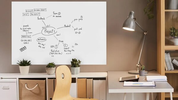 Magnetická tabule SLIMboard bezrámová smazatelná za sucha 180x120 cm, PME180x120