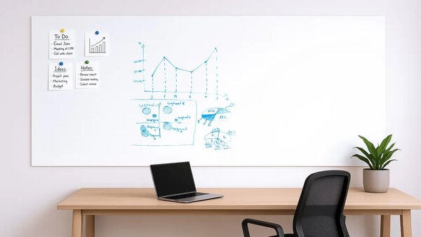 Magnetická tabule SLIMboard bezrámová smazatelná za sucha 240x120 cm, PME240x120