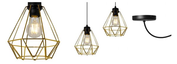 Light for home - Elegantní závěsné svítidlo SPIDER NUVOLA GOLD 2034/1, zlaté kovové stínidlo, 1x60W, E27, černá, zlatá