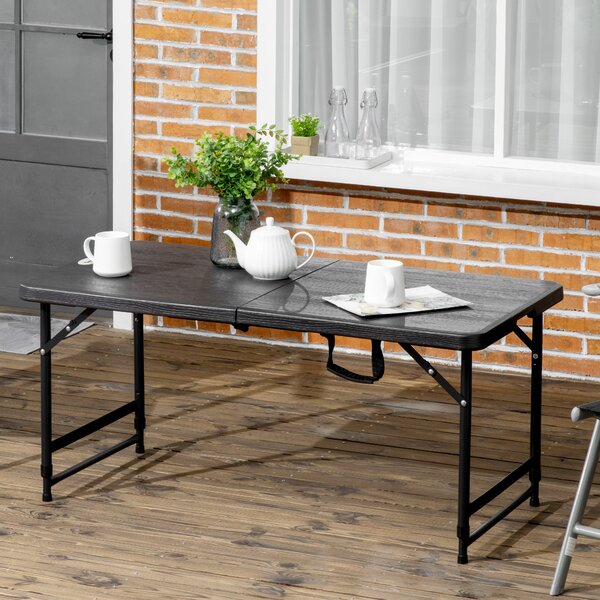 Skládací venkovní stůl Outsunny Plastový 118 x 60 x 74 cm, Odolný proti povětrnostním vlivům, Protiskluzový Bufetový stůl, Stanový stůl, Stůl na balko