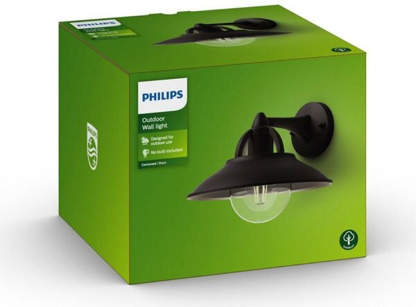 Venkovní nástěnné svítidlo Philips Cormorant 17381/30/PN E27 1x42W bez zdroje, IP44, černé