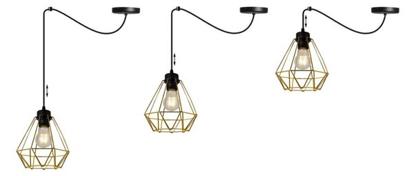 Light for home - Elegantní závěsné svítidlo SPIDER NUVOLA GOLD 2034/1, zlaté kovové stínidlo, 1x60W, E27, černá, zlatá
