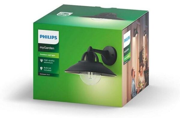 Venkovní nástěnné svítidlo Philips Cormorant 17381/30/PN E27 1x42W bez zdroje, IP44, černé