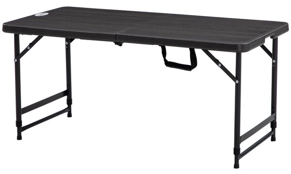 Skládací venkovní stůl Outsunny Plastový 118 x 60 x 74 cm, Odolný proti povětrnostním vlivům, Protiskluzový Bufetový stůl, Stanový stůl, Stůl na balko