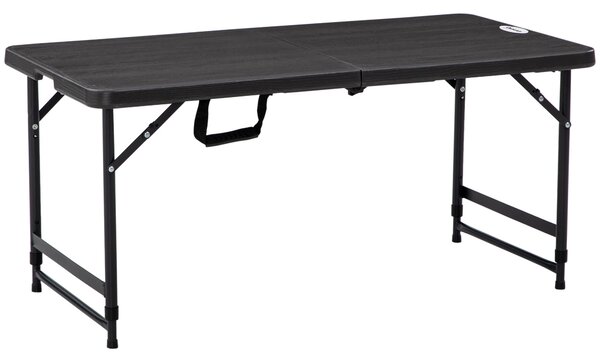Skládací venkovní stůl Outsunny Plastový 118 x 60 x 74 cm, Odolný proti povětrnostním vlivům, Protiskluzový Bufetový stůl, Stanový stůl, Stůl na balko