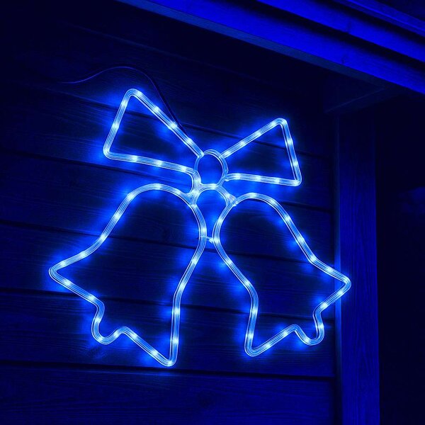 Vánoční LED dekorace – Dvojité zvonky s mašlí, 60×48 cm Barva: Teplá bílá